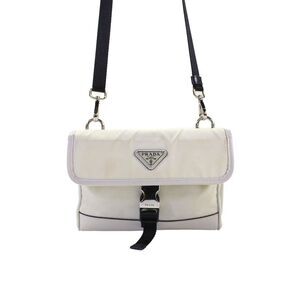 Prada Unisex Adults Re-Nylon and Saffiano Leather Smartphone Case Bag White